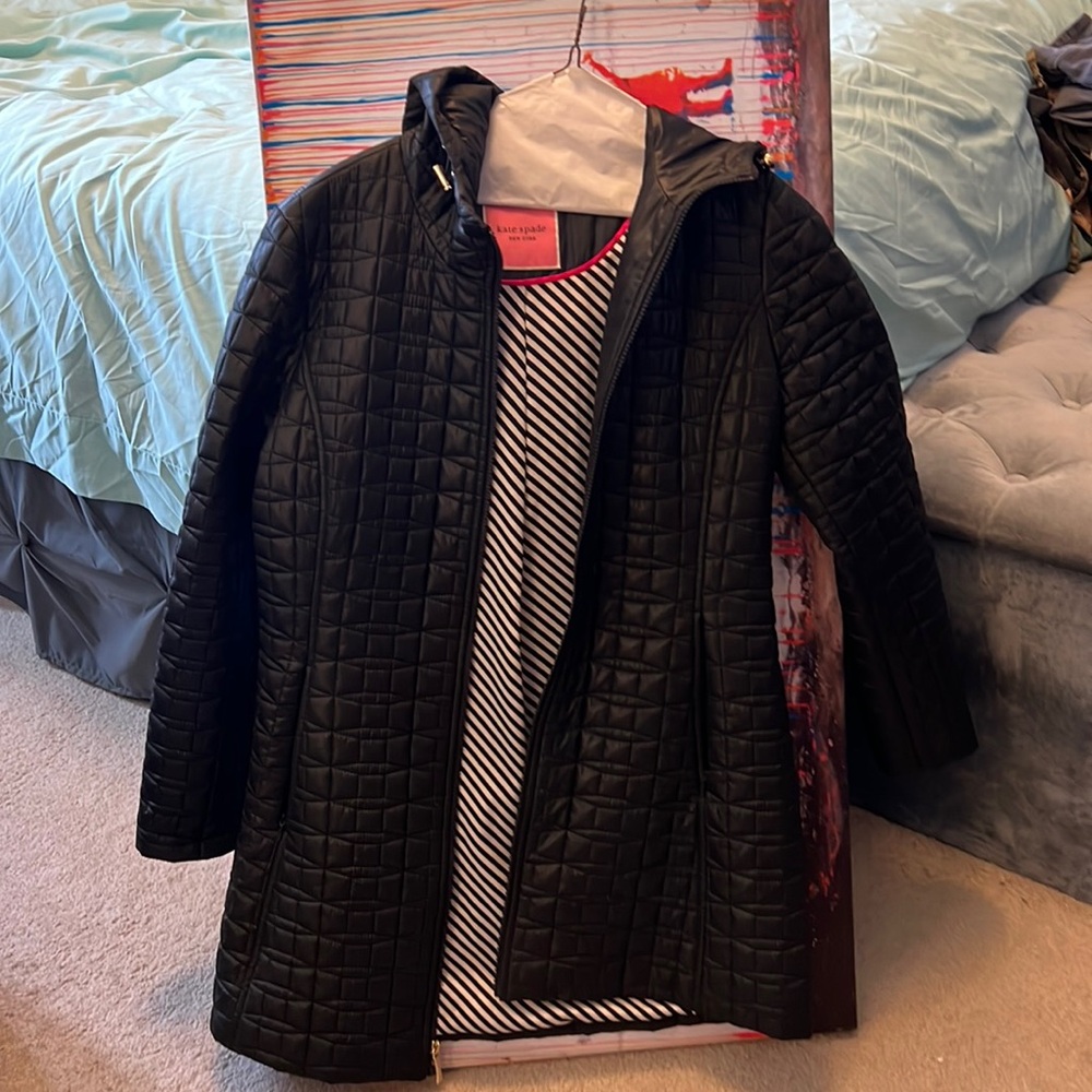 New Kate Spade Jacket/Coat with a Hood. Black. Small.